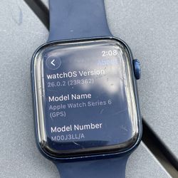 Apple Watch Series 6 GPS, 44mm Blue Aluminum Case with Deep Navy Band M/L