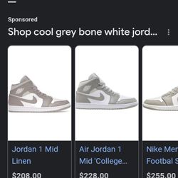 Cool Grey Bone White Jordan 1 Mids 