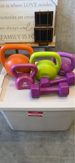 Vinyl Kettlebell and Dumbbell Set