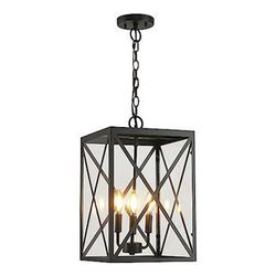 Smeike Large Outdoor Pendant Light Fixtures, 3-Light Exterior Chandelier with Waterproof Clear Glass
