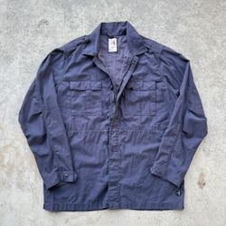 RELWEN Field Military Utility Long Sleeve Button Zip Up Navy Shirt Jacket 