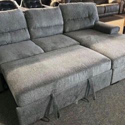 Yantis 2 Piece Gray Color Sleeper Sectional Couch With Chaise| Brand New @ Fast Delivery 🚚