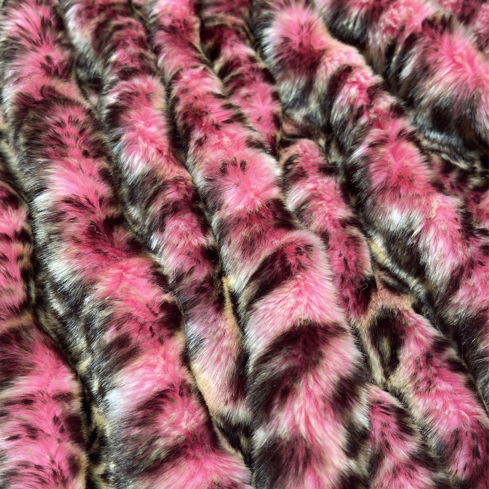 3 Yards Rose Leopard Faux Fur Fabric Roll Fur Accents Warehouse Liquidation Sale