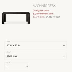 80” RESTORATION HARDWARE MACHINTO DESK/Console Or TABLE! 