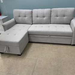 Two Piece Reversible Sleeper Sectional With Storage And Usb Ports $399