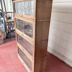 Amish hand built wooden glass door cabinet