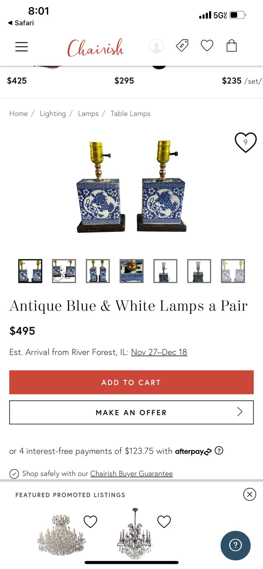 Antique Blue And White Dragon Lion Chinese Lamps