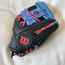 Wilson 11.5 Black Blue Red Leather Baseball Glove Youth A450 RHT Advisory Staff