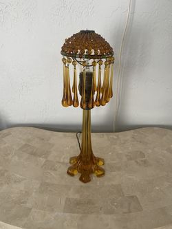 Vintage Glass Amber Table Lamp