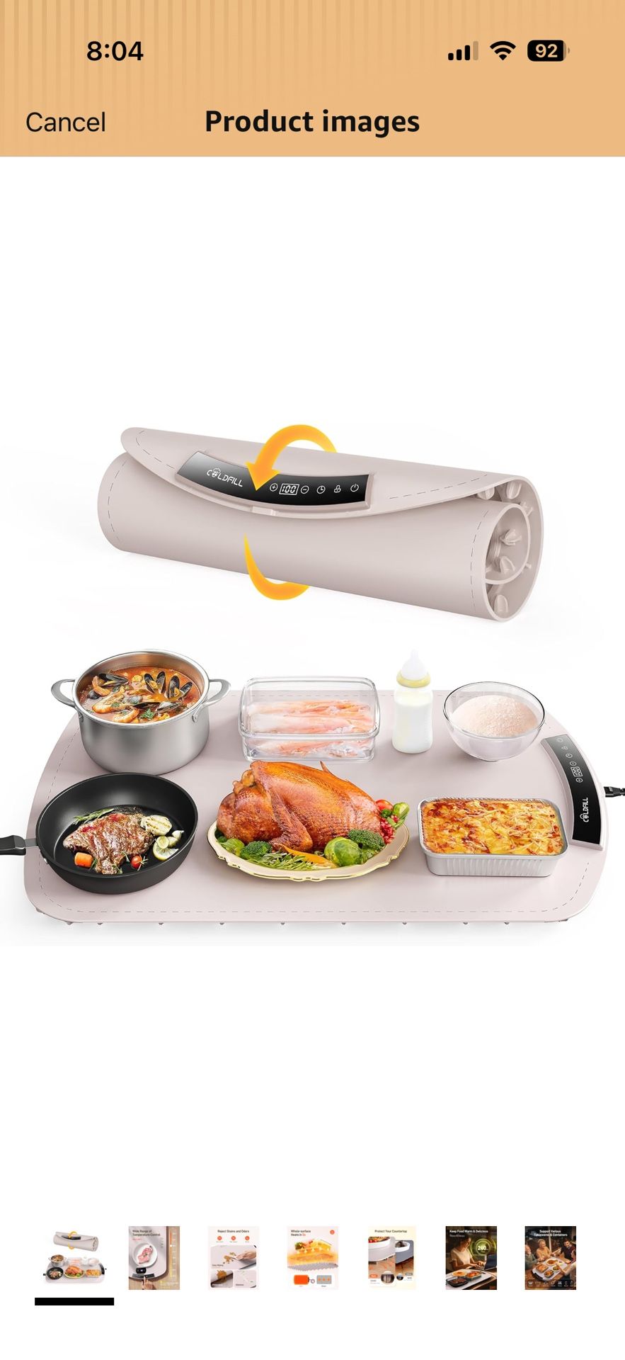 Brand New Warming Mat for Food, Electric Food Warmer with 8 Temperature Level and 4H Timer, Silicone Food Warming Mat(24"x16"), Rollable & Portable Wa