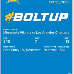 Chargers vs Vikings THIS Thursday. 