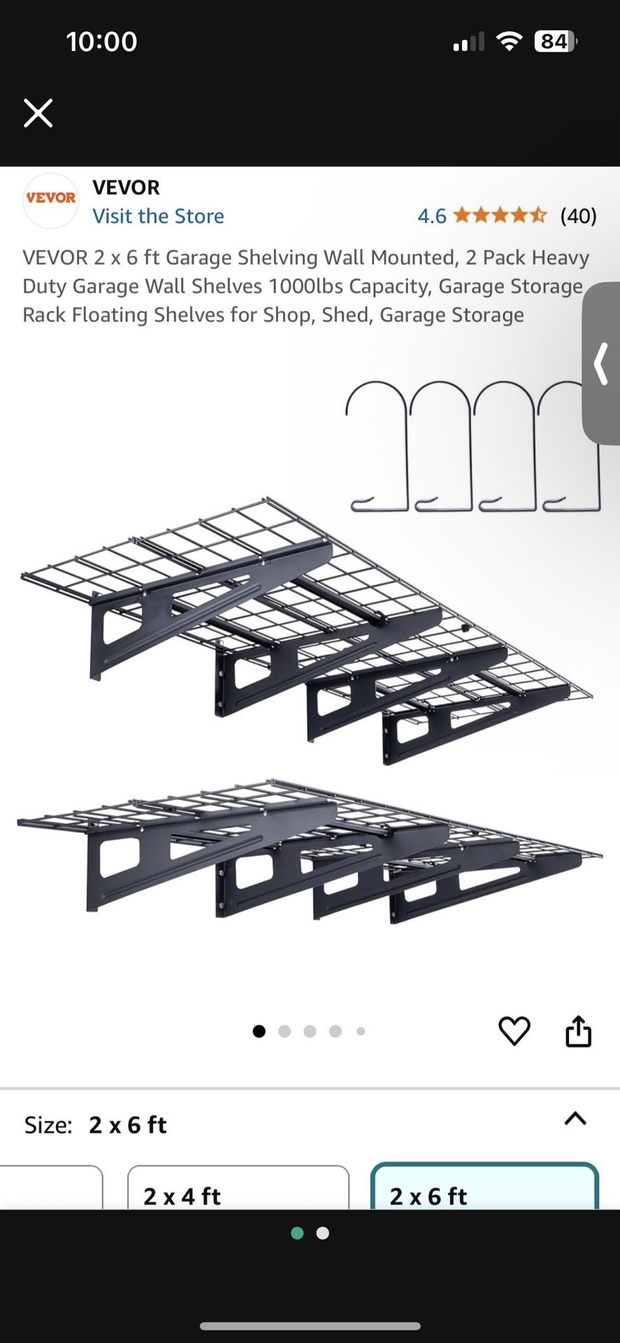 NEW Garage Shelving Wall Mounted, 2 Pack Heavy Duty Garage Wall Shelves