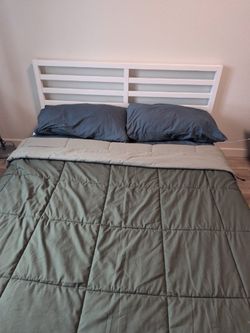 IKEA TARVA Queen Bed Frame (Includes LURÖY Slatted Base) Color / Size: White Stained, Queen