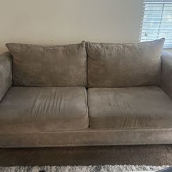 2-Piece Couch Set – Soft Velvet, Neutral Gray