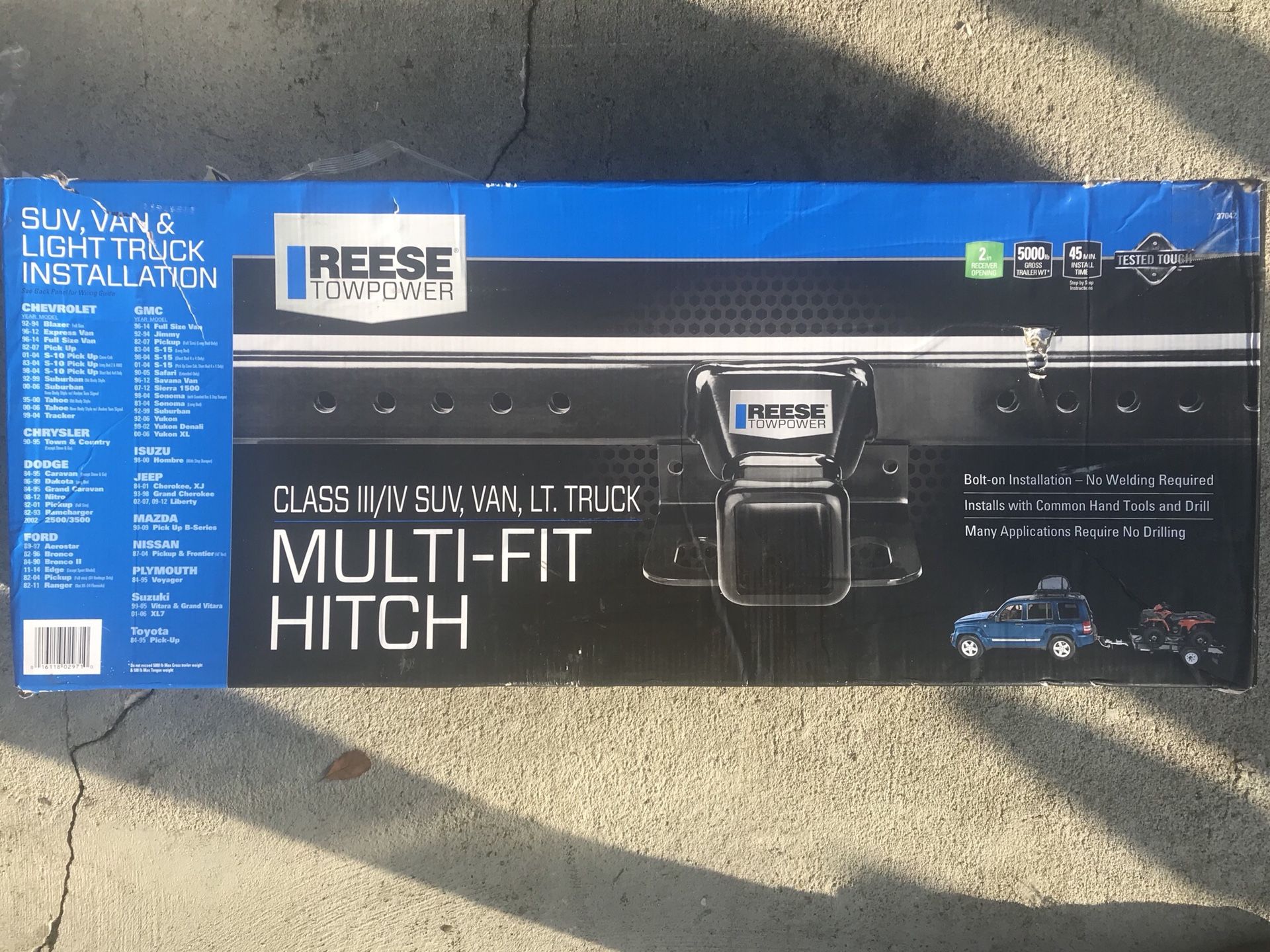 Reese Towpower 37042 Class III Multi-fit Receiver Hitch brand new