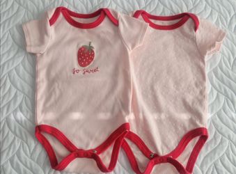 Baby Girl Onesies Set of 2 Pink Strawberry 6-9 months