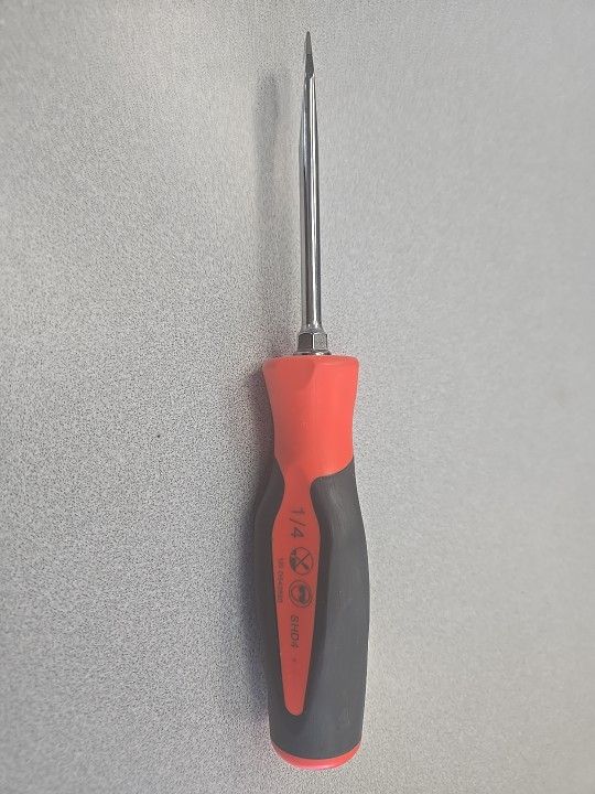 SNAP-ON TOOLS NEW SHD4 1/4" FLAT SLOTTED ORANGE HARD HANDLE SCREWDRIVER - USA