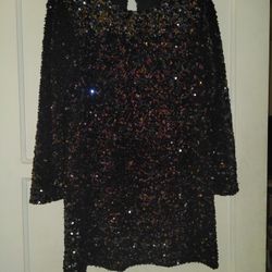 Zara Black Rainbow Sequin Holiday New Years Eve Party Dress Size Large