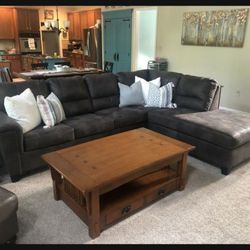 Brand New ✨ Smoke LAF RAF Faux Leather Modern Sectional Couch 👉 Living Room Set 👌 Fastest Delivery 👍