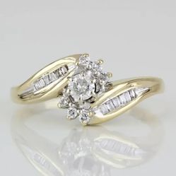 10k Yellow Gold Baguette Diamond Engagement/ Cocktail Ring 
