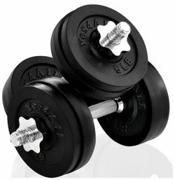 Adjustable Dumbbell Set with Weight Plates/Connector - Exercise & Workout Equipment - Size Options up to 50 lb