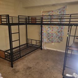 L Shape Three Tier Bunk Bed With Desk