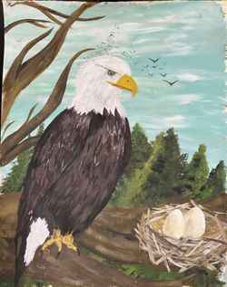 Strong Eagle Acrylic Painting 