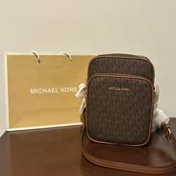 MICHAEL KORS Brown Medium Logo Crossbody Bag