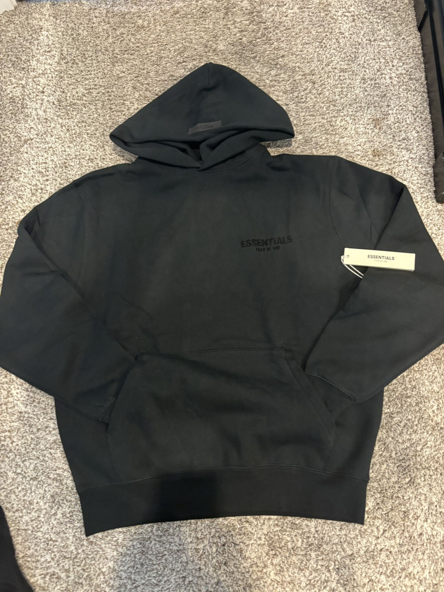 Essentials Fear Of God Hoodie Black Pullover Size Small