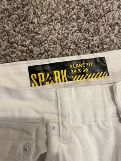Spark, Flared Fit White Pants 34x36