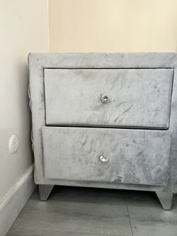 Gray Tufted Nightstand