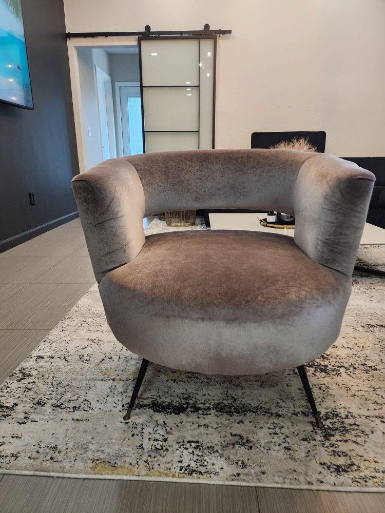 (Set Of 2 ) Beautiful Gray Velvet Armchair