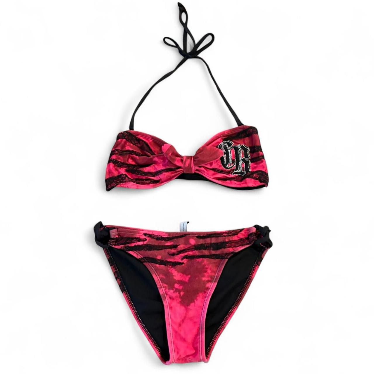 Crash and burn bikini hot pink & black size medium