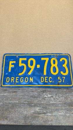 Vintage organ license plate 1957