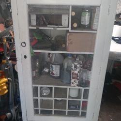 Antique Wood Wine Cabinet With Key