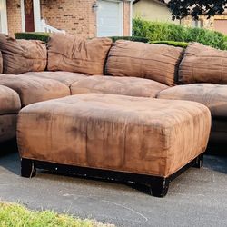 Big Brown Sectional Couch Set With Ottoman 