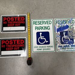  Parking & No Trespassing Metal Signs – 4 Total