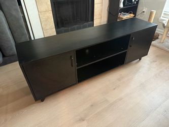 Black TV Stand with Cabinet Doors