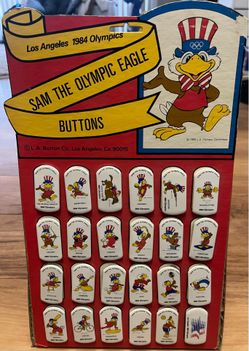 1984 Los Angeles Olympics Sam the Eagle Button Collection Display