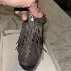 Gray Fringe Boots