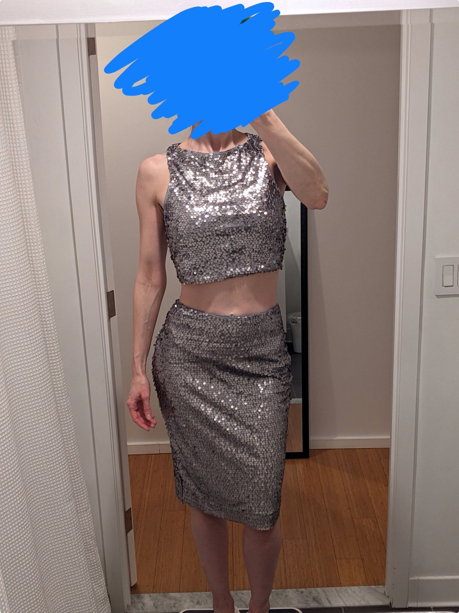 Holiday party sequin pencil skirt and crop top - BRAND NEW