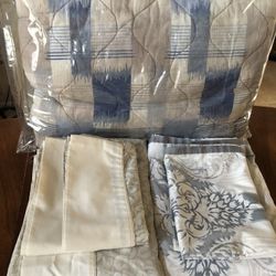 Blue And Beige King Size Comforter Set