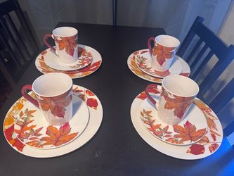 Fall Leaf Dinnerware Set for 4