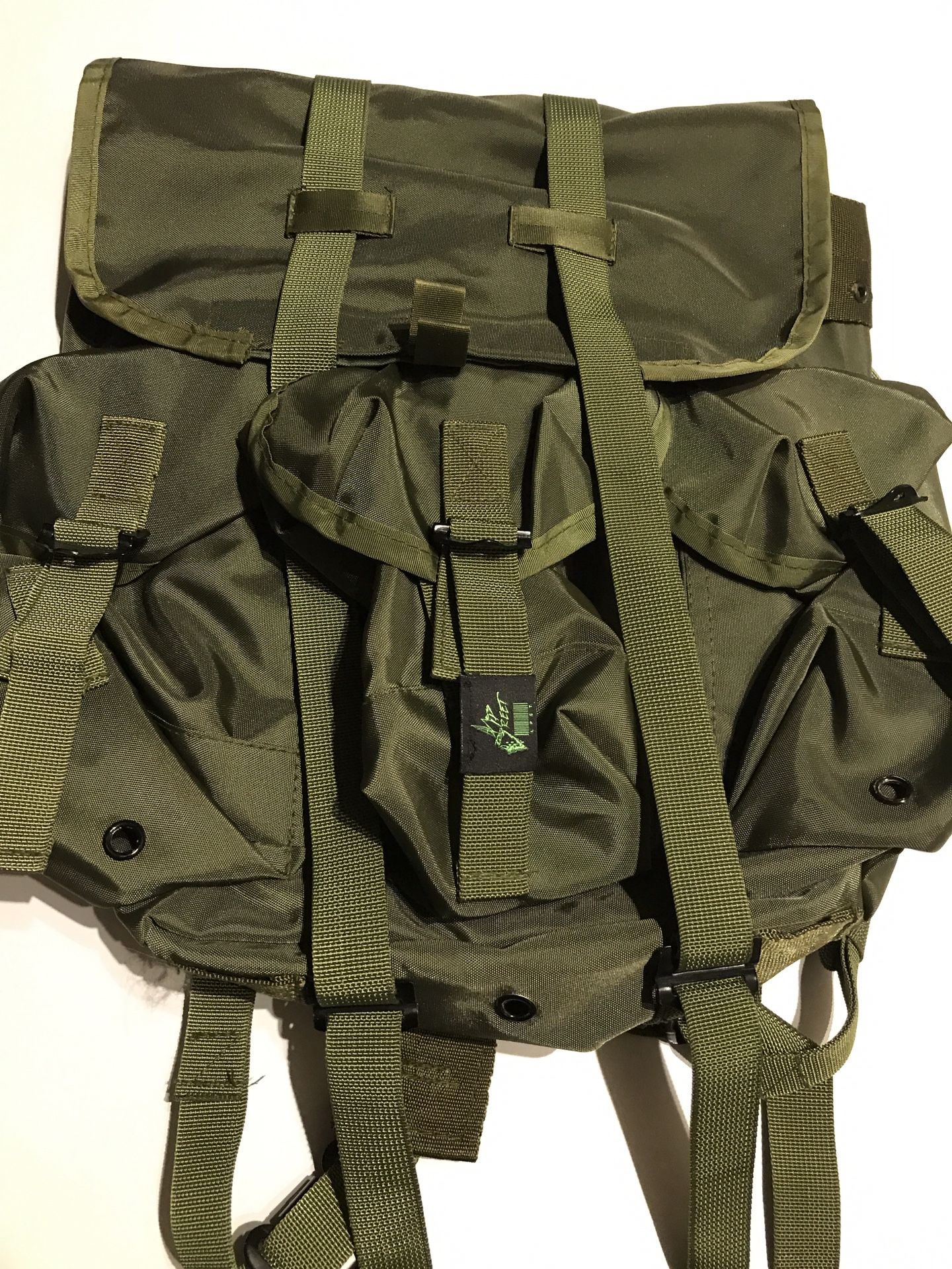 Vintage style army green backpack