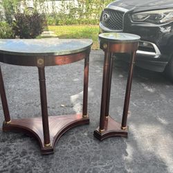 Marble Entry Way Table and Matching Plant Stand 