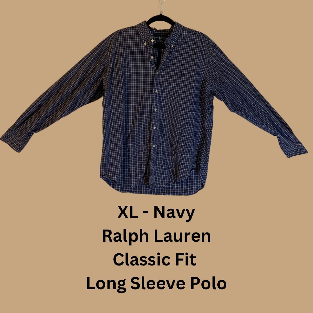 XL Ralph Lauren Classic Fit Long Sleeve Polo in Navy