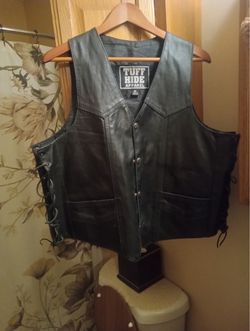 Tuff Hide Apparel Black Leather Biker Vest