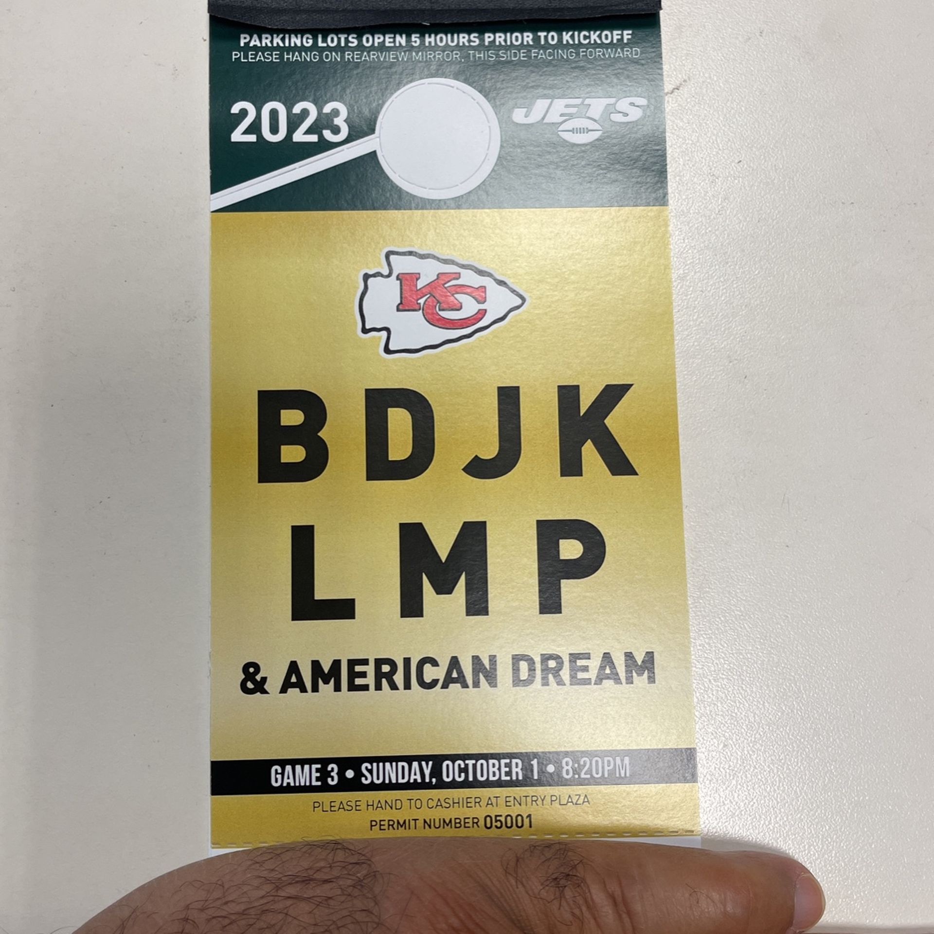 Jets Parking Pass