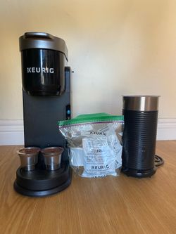 Keurig Barista k-cup coffee maker with frother, 2 stainless steel k cups, and filters