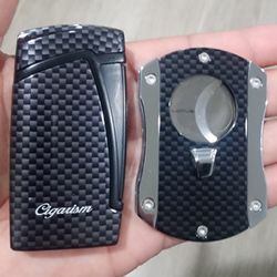 Lotus Cigar Cutter & Cigarism Double Torch Lighter!! 